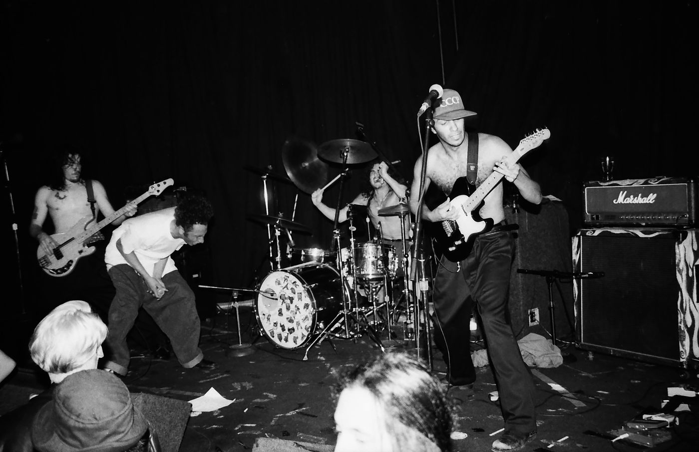 Tim Commerford (bajo), Zack de la Rocha (voz), Brad Wilk (batería) y Tom Morello (guitarra), en directo en 1991 en L.A. Foto: Lindsay Brice (Getty Images)