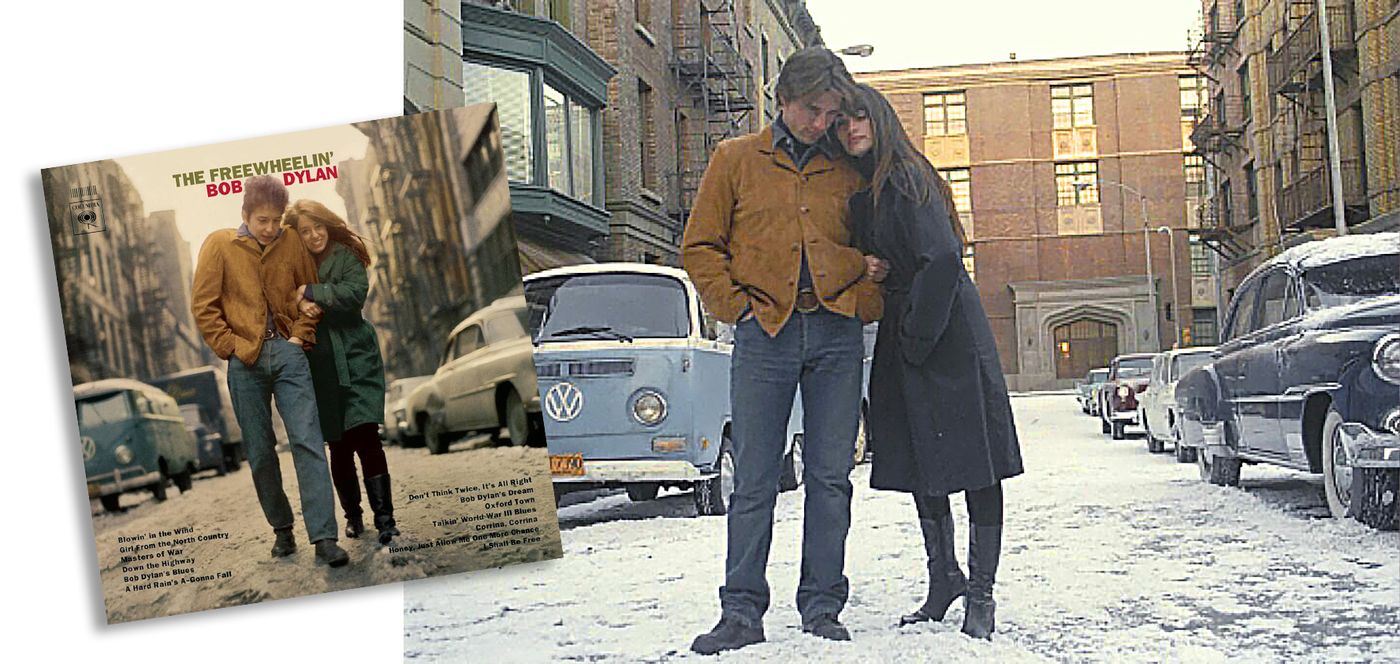 Tom Cruise y Penélope Cruz en “Vanilla Sky” (2001) imitando a Bob Dylan y Suze Rotolo en la portada de “The Freehweelin’ Bob Dylan” (1963).