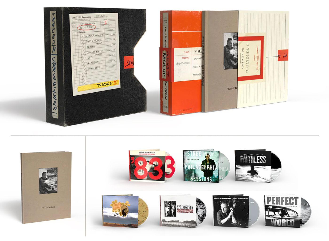 Contenido de la caja con los siete álbumes.