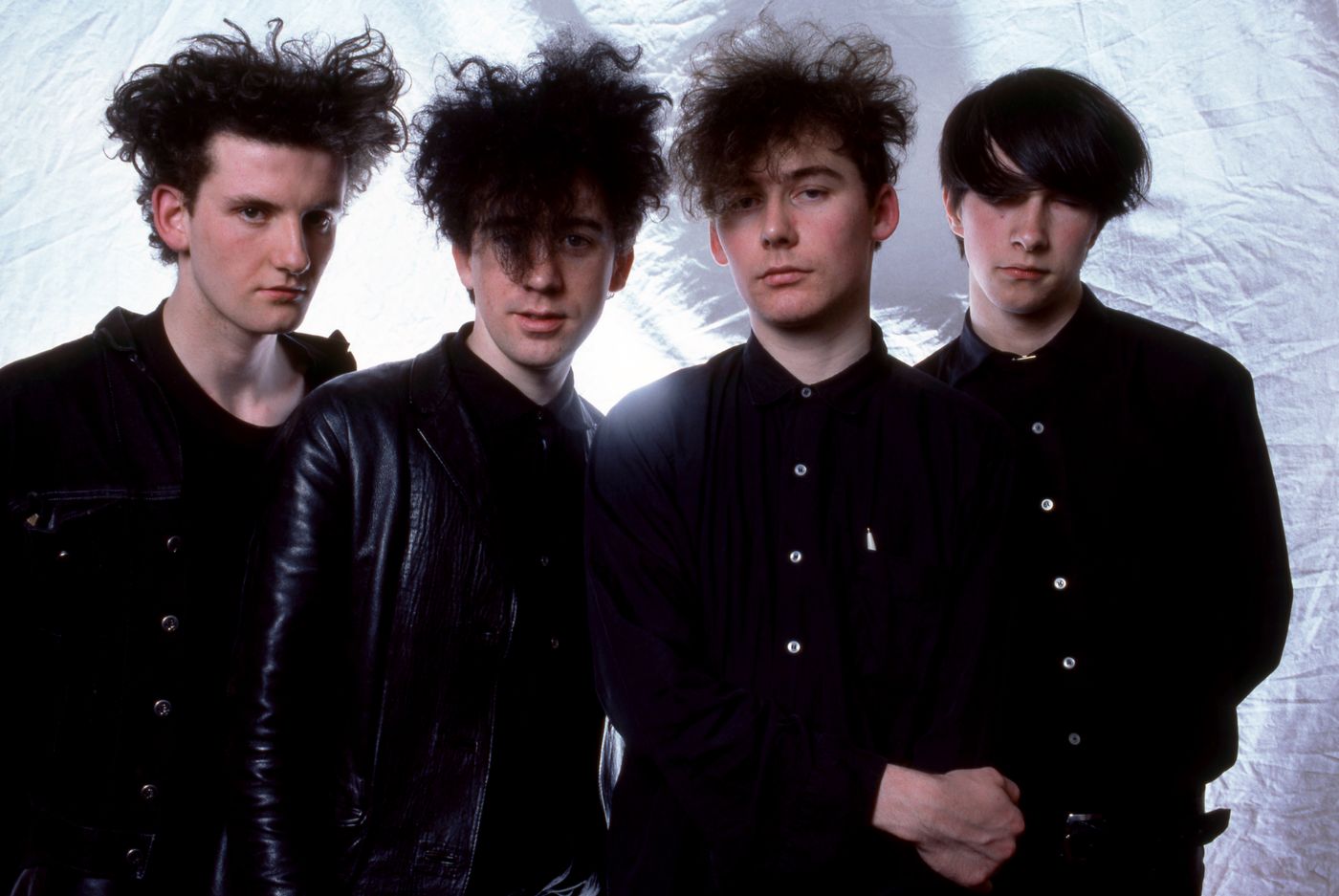 Douglas Hart, William Reid, Jim Reid y Bobby Gillespie. Diciembre de 1985. Foto: Ross Marino (Getty Images)
