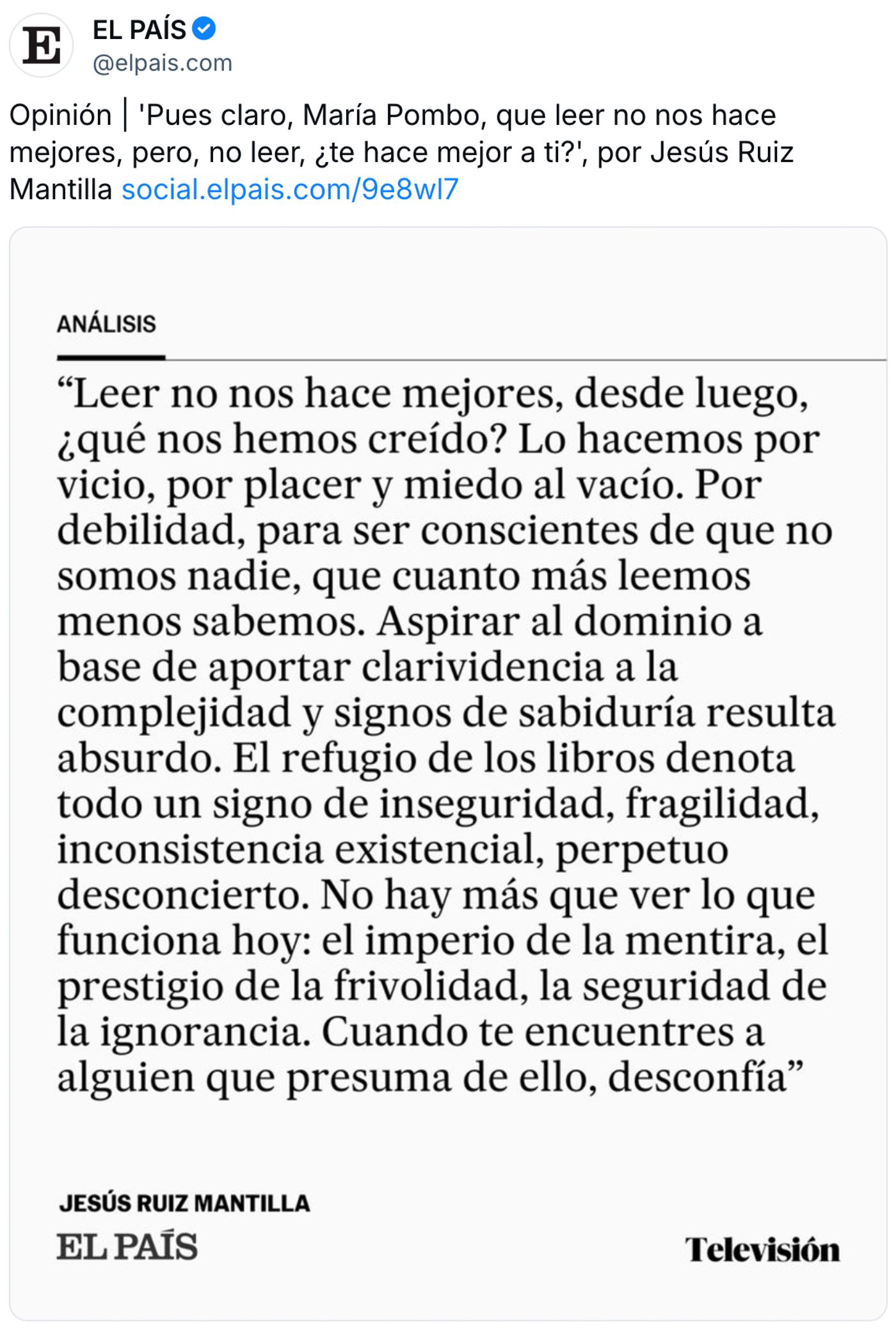 Ni más ni menos, señorita Pombo.<a href="https://bsky.app/profile/elpais.com/post/3ly62htzmi22t" target="_blank"> Ver post </a>