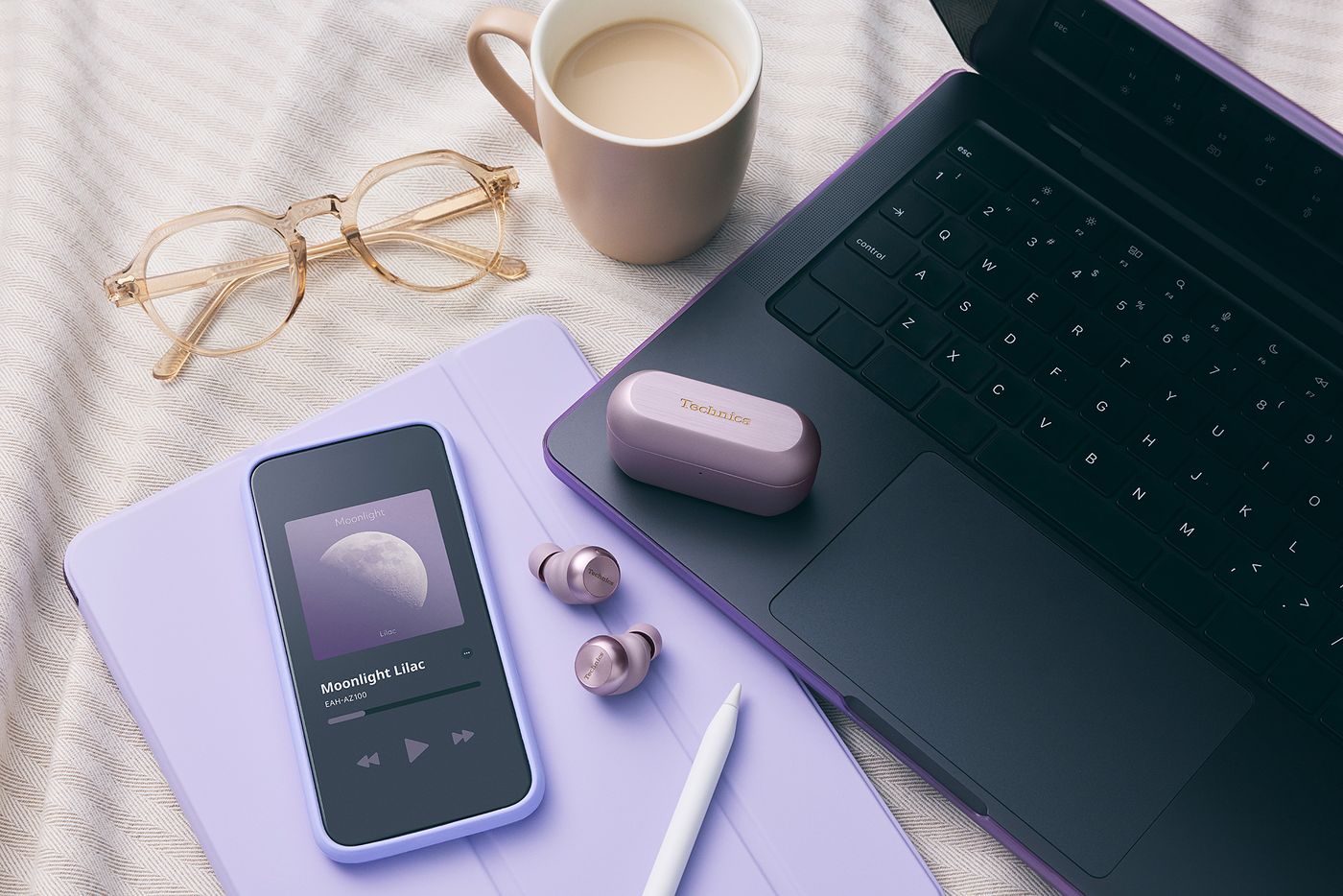 True Wireless Technics EAH-AZ100. Color Lila perlado.