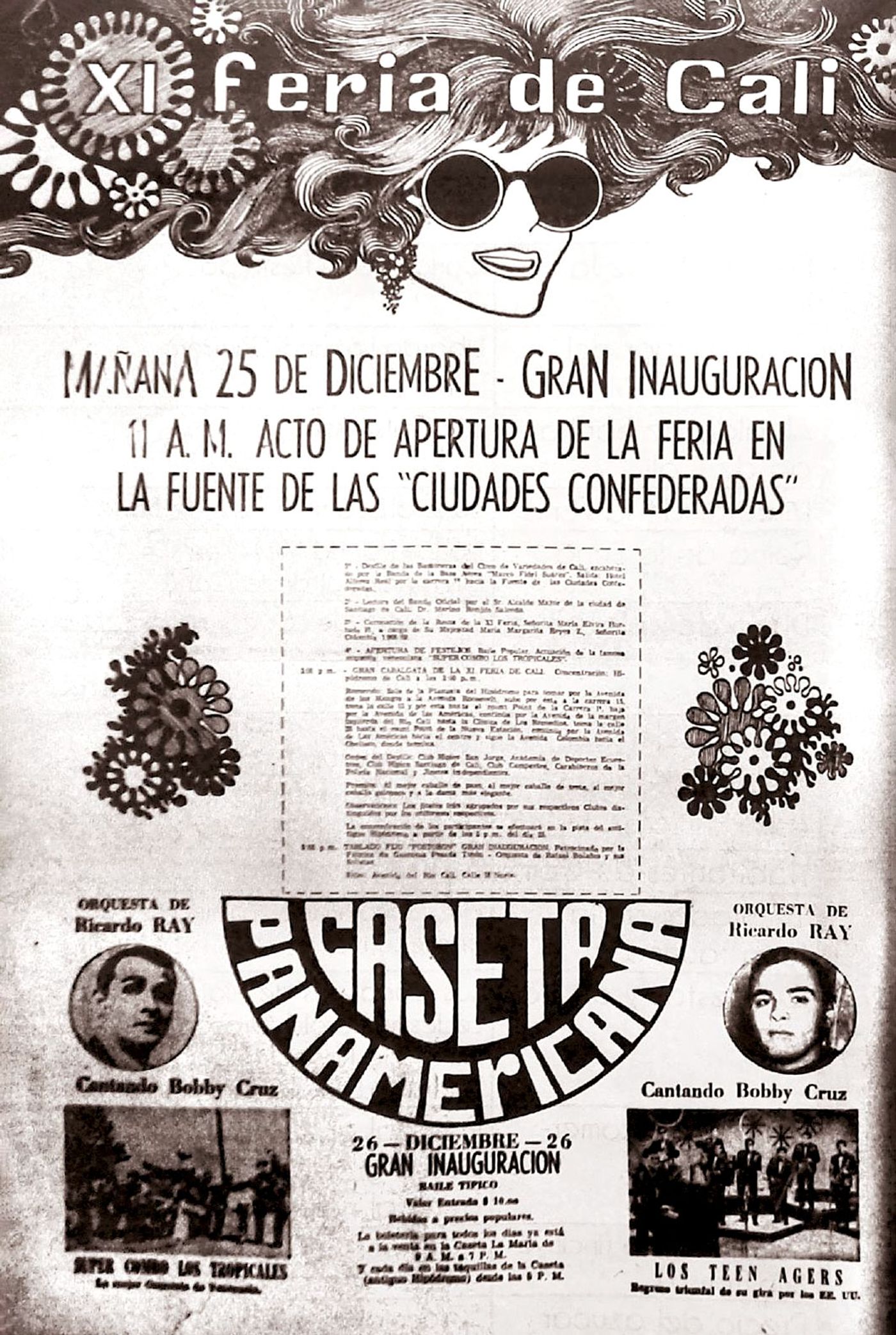Anuncio de la actuación de Richie Ray con Bobby Cruz, en 1968, en la Feria de Cali.