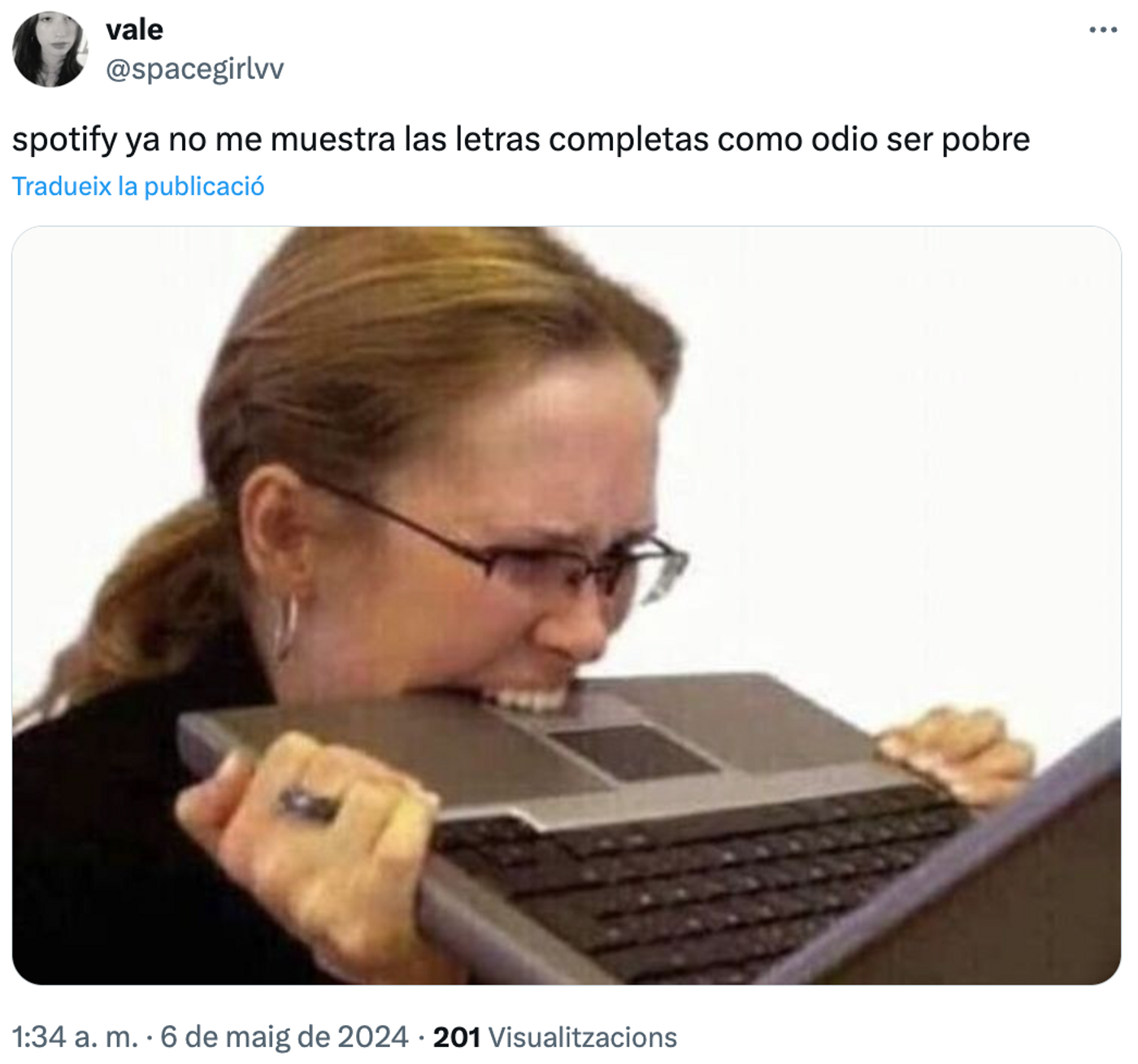 El fin de los privilegios. <a href="https://twitter.com/spacegirlvv/status/1787264634203853306" target="_blank"> Ver tuit </a>
