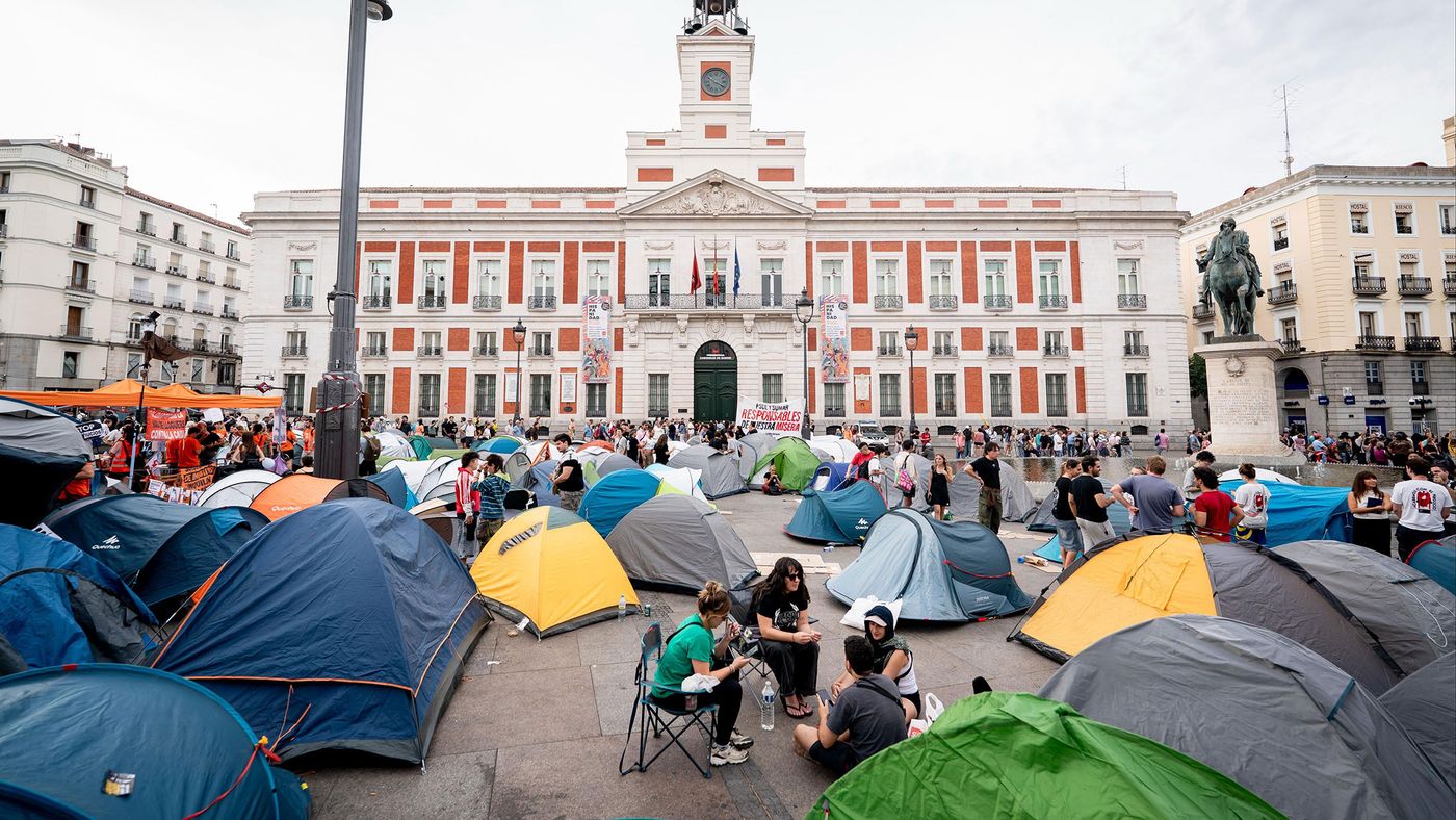 Acampada en la Puerta del Sol.