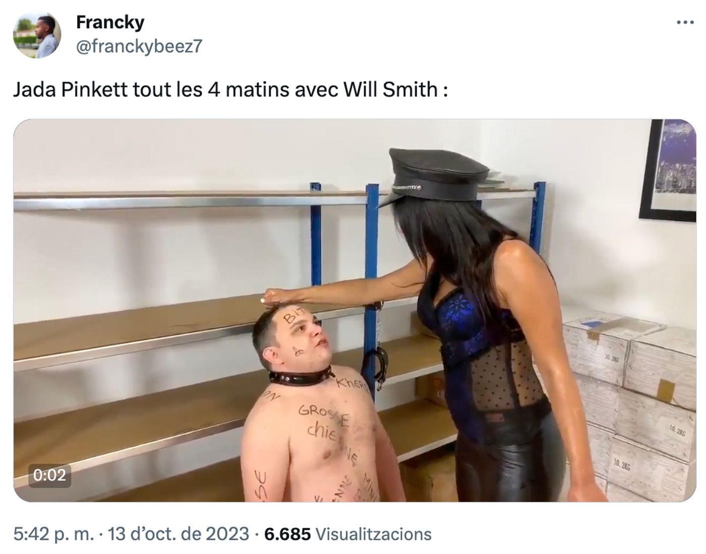 Pobre Will Smith.<a href="https://twitter.com/franckybeez7/status/1712856445530607838" target="_blank"> Ver tuit </a>