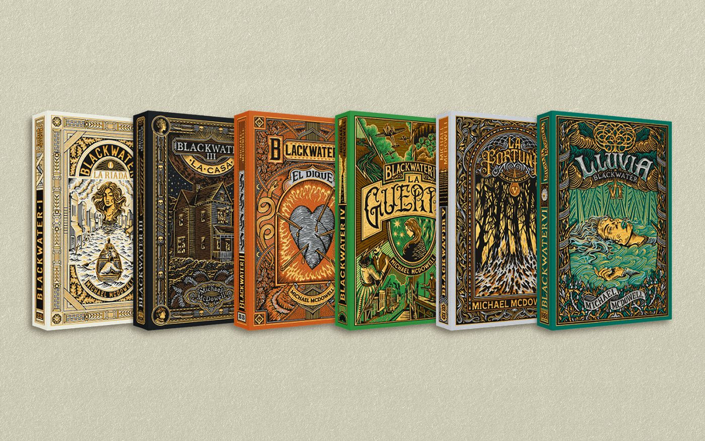 Los seis volúmenes de “Blackwater” en edición de Blackie Books.