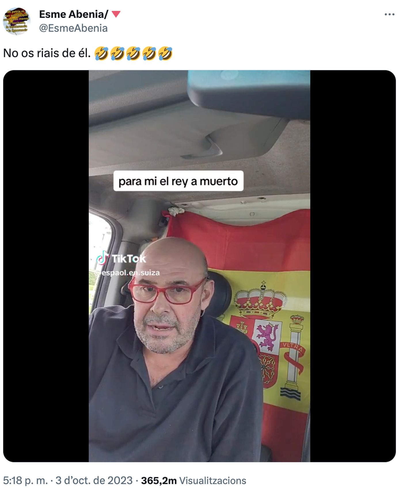 Lo que no nos podemos creer es que seas tan facha, macho.<a href="https://twitter.com/EsmeAbenia/status/1709226325653790727" target="_blank"> Ver tuit </a>
