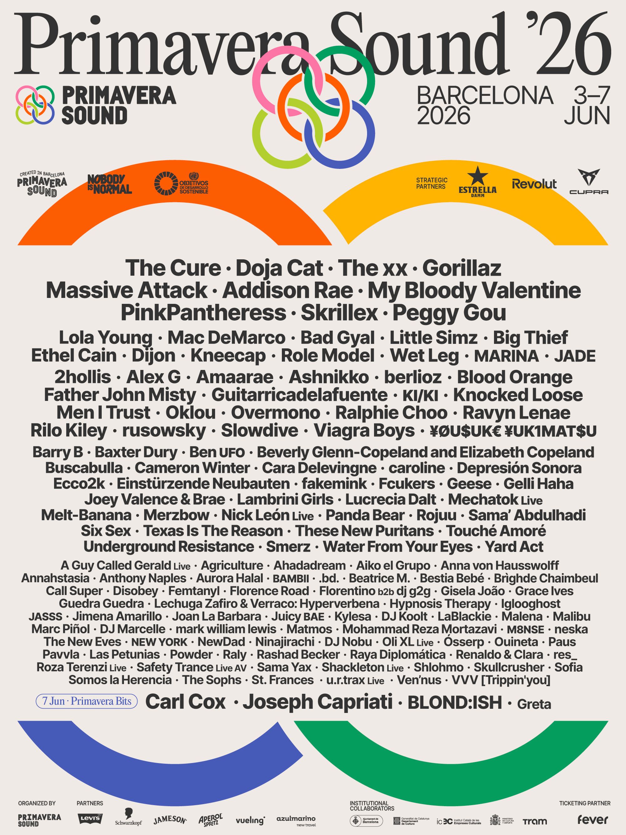 Primavera Sound 2026 Line Up Gorillaz The Cure